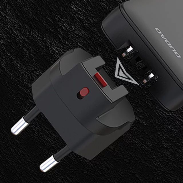 GaN Dudao 65W USB-C/USB-A PD EU/US Travel Wall Charger – Black
