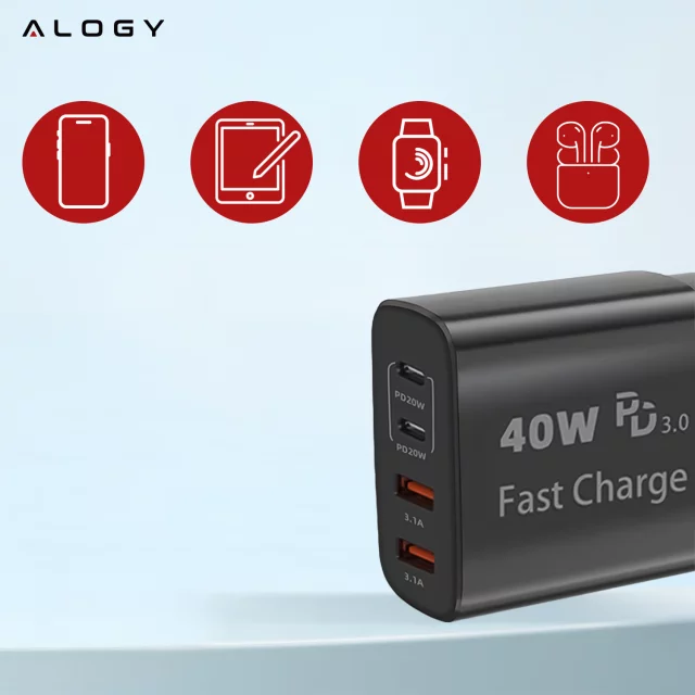 HUB-Splitter Alogy-Adapter für Computer-Laptop mit USB-C auf 3x USB-A 2.0 1x USB-A 3.0 Grau