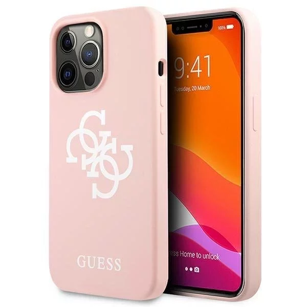 Guess GUHCP13LLS4GWPI iPhone 13 Pro / 13 6,1" różowy/růžové pevné pouzdro Silikonové 4G logo