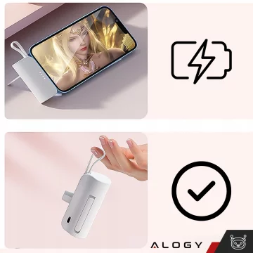 PowerBank 5000mAh Alogy kapesní malá externí nabíječka Power Bank USB-C a lightning Bílá