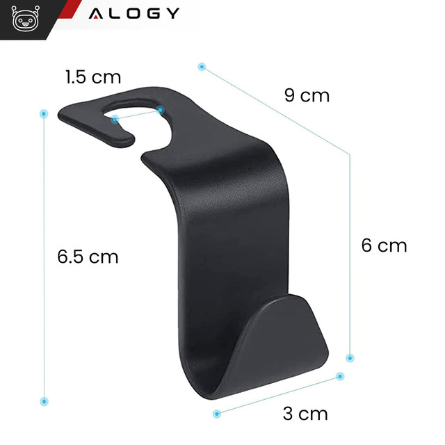 Držák věšáku háček do auta na opěrku hlavy háček organizéru do auta Alogy Car 1 ks Černý