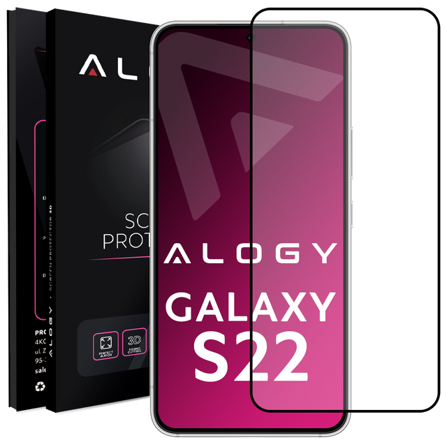 Tvrzené sklo pro Alogy Full Glue pouzdro přátelské pro Samsung Galaxy S22 Black