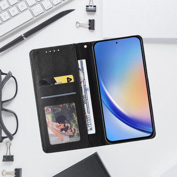 Ochranné flipové kožené pouzdro na peněženku Alogy pouzdro na telefon pro Samsung Galaxy A54 5G černá