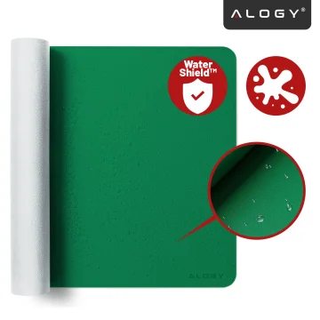Schreibtischunterlage 90 × 45 cm – rutschfeste Schutzmatte aus elegantem PU-Ökoleder, für Maus und Tastatur, stilvoll und langlebig – Alogy WorkMat™ Grün