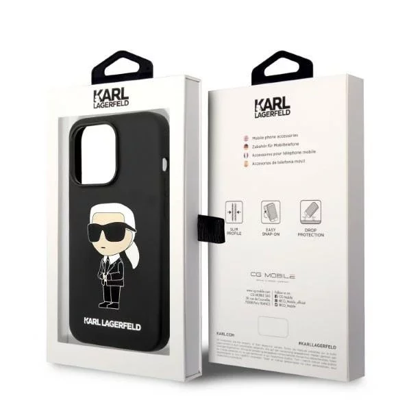 Etui Karl Lagerfeld KLHMP14XSNIKBCK na iPhone 14 Pro Max 6,7" pevný obal silikonový Ikonik Magsafe černý/černý