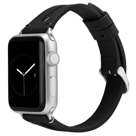 Kožený řemínek Alogy kůže pro Apple Watch 42/44/45 / 49 mm černý