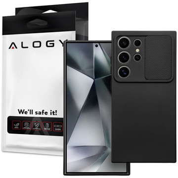 Case for Samsung Galaxy S24 Ultra Armored Case Protection Camera Cover Slide Camshield Case Alogy Black Glass