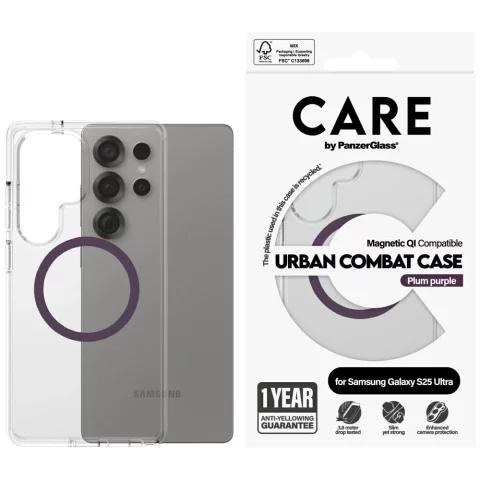 Etui do Samsung Galaxy S25 Ultra CARE von PanzerGlass Urban Combat Purple Qi
