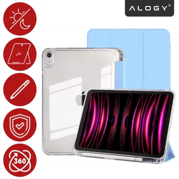Etui do Apple iPad 11gen. 11" 2025 / 10gen. 10.9" 2022 Ochronne Hybrydowe z Miejscem na Rysik, Składana Okładka, Funkcja Podstawki, Alogy HybridBook™ Case – Błękitne