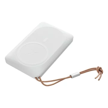 Powerbank Bateria zewnętrzna VEGER MagOn z ładowaniem Qi do MagSafe 15W - 10 000mAh PD 22,5W biały (VP1151 / W1151)