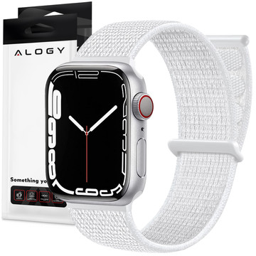 Nylonový řemínek Alogy se suchým zipem pro Apple Watch 1/2/3/4/5/6/7/8/SE (38/40/41 mm) bílý