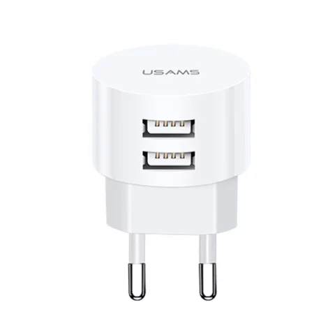 "USAMS Wall charger 2xUSB T20 2.1A round (only head) white/white Fast Charging CC80TC01 (US-CC080)"