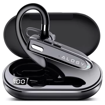 Słuchawka Bezprzewodowa Bluetooth 5.1 dla kierowcy 12H rozmów zestaw z etui ładującym zestaw słuchawkowy Alogy Czarna