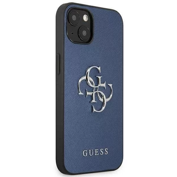 Guess GUHCP13SSA4GSBL iPhone 13 mini 5,4" niebieski/modrý pevný obal Saffiano 4G Metal Logo