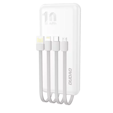 Dudao K6Pro Universal 10000mAh Powerbank mit USB-Kabel, USB Typ C, Lightning White (K6Pro-white)