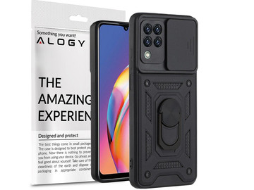 Pancerne etui z osłoną aparatu Alogy Stand Ring Armor do Galaxy A22 / M22 4G czarne