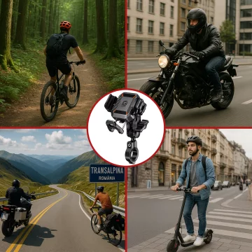 KEWIG M33-C1 Motorcycle Bike Handlebar Phone Holder with Anti-Shock System for Motorbike, Quad, Scooter, Black