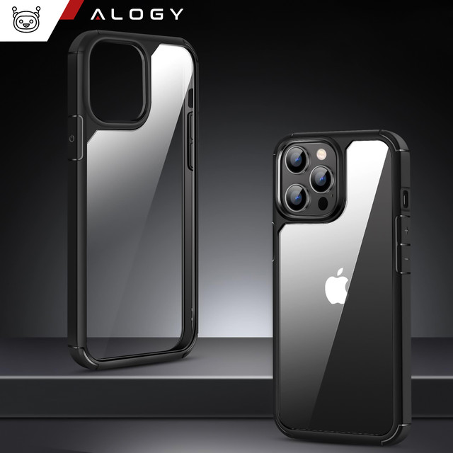 Hülle für iPhone 14 Pro Max 4er Set Brille 5in1 gepanzert 360 Alogy Hybrid 2x Bildschirmglas 2x Linse schwarz-transparent