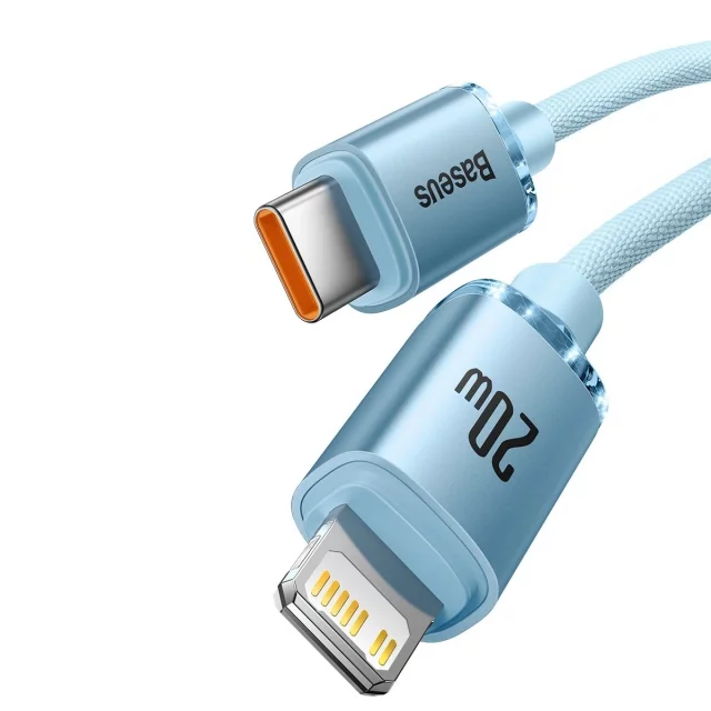 Baseus Crystal Shine Series USB typu C - Lightning kabel rychlé nabíjení Power Delivery 20W 1,2m modrý (CAJY001303)
