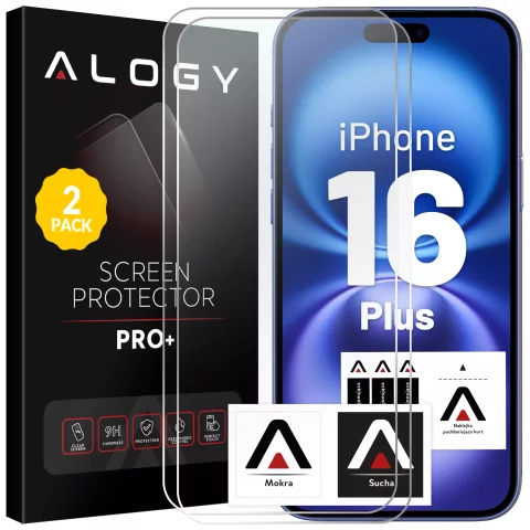 2x Tempered Glass for Apple iPhone 16 Plus Screen Protector 9H Alogy Heavy Pro ™️ [2pcs]