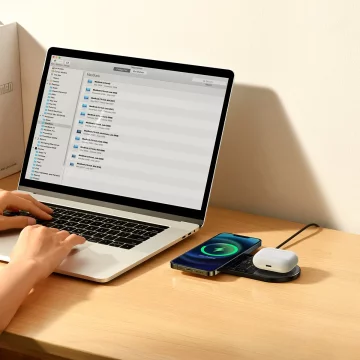 Baseus Digital LED Display dual wireless charger with digital display 20W black (WXSX010101)