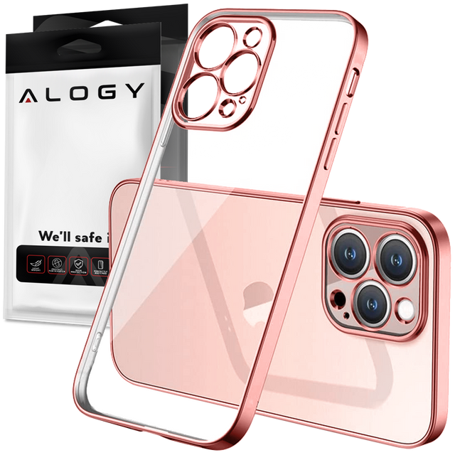 Luxusní pouzdro Alogy TPU s ochranou fotoaparátu pro Apple iPhone 12 Pro růžové a průhledné